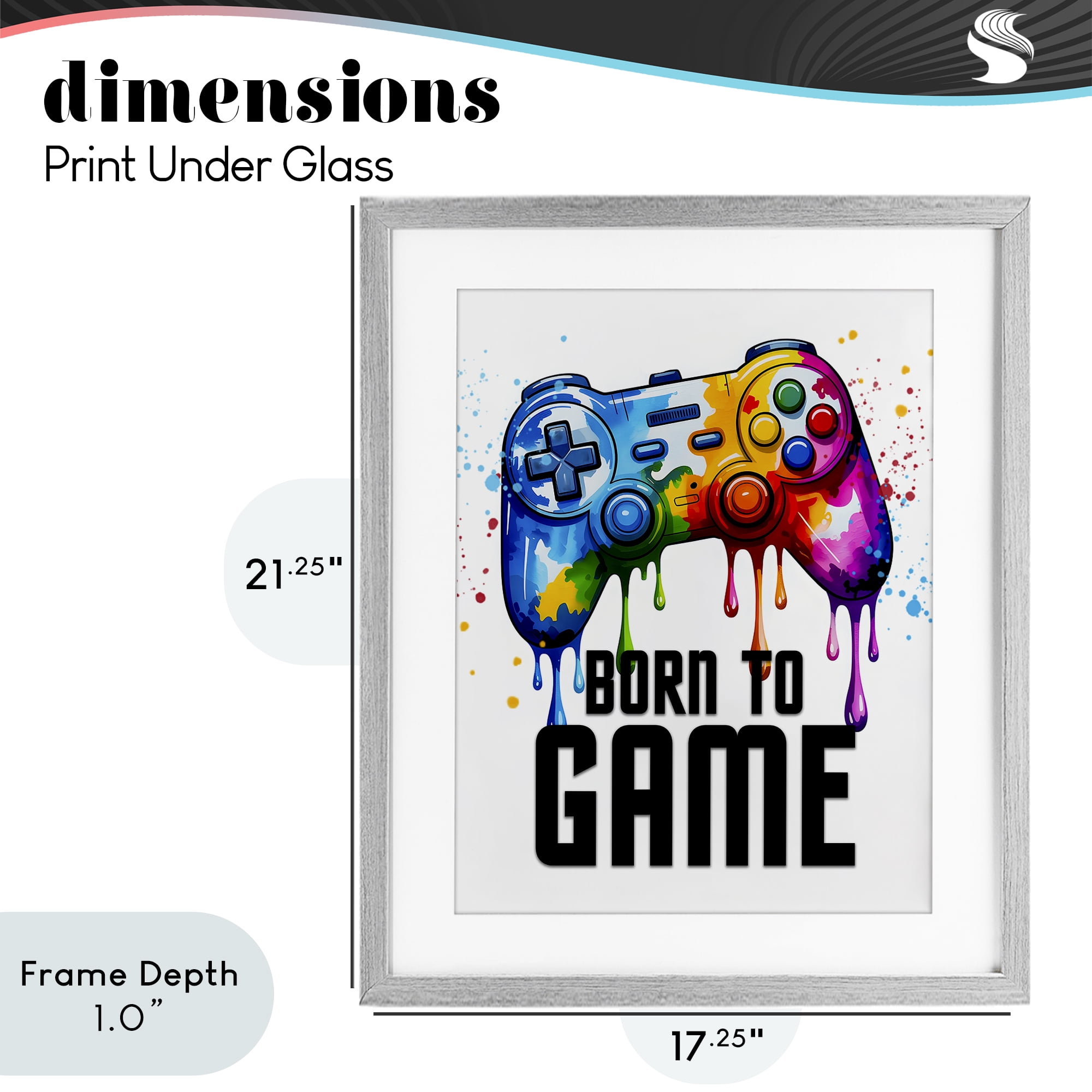 Stupell Industries Born To Game Splash Gray Framed Print Under Glass, design by Kim Allen