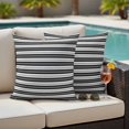 thumbnail image 4 of Boho Black Stripe Outdoor Waterproof Pillow Covers, Abstract Geometric White Minimalist Decorative Square Throw Pillowcase Sofa Cushion Sham for Patio/Couch/Chair, 20"x20" 2 Pack, 4 of 8