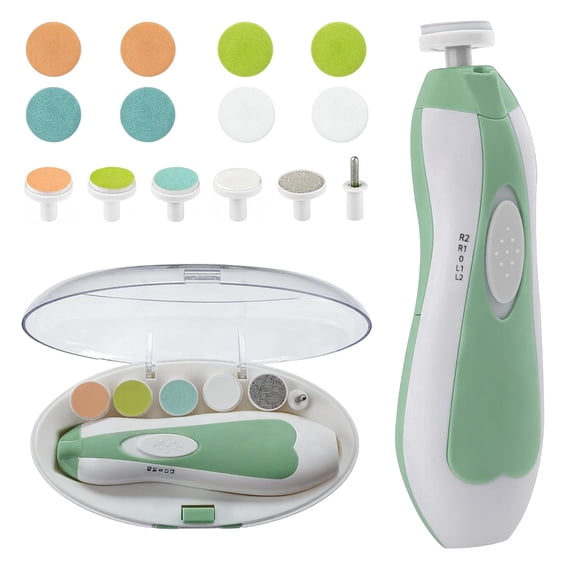 EXLEAF Baby Nail Trimmer File with Light Safe Electric Nail Clippers Kit for Newborn Infant Toddler Kids Baby Nail Trimmer Electric (Green)