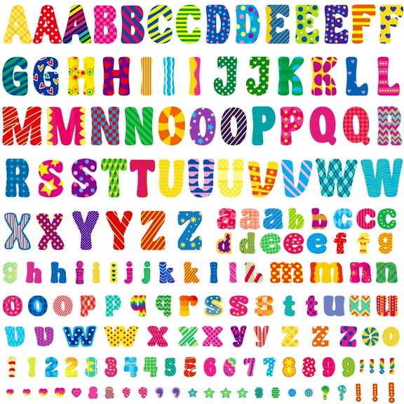 Sinekong 166 PCS Bulletin Board Letters, Alphabet Combo Set Colorful Punctuation Letter Cutouts for Classroom Wall Display