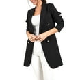 thumbnail image 3 of FASHIONWT Women Plus Size Solid Color Casual Double Breasted Blouse Shawl Mid Length Blazer, 3 of 4