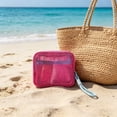 thumbnail image 1 of Mesh Beach Bag with Lightweight Breathable Nylon Mesh, Foldable Portable Travel Tote Organizer, 13x13x4 cm, Sand-Resistant, Transparent for Easy Content Viewing, Multiple Colours Available, 1 of 6