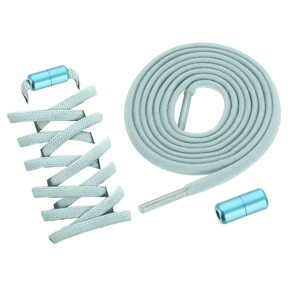 2Pack Elastic Shoe Laces Buckle Lock No Tie Shoelace Turnbuckle Light Blue