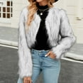 thumbnail image 2 of Atogsazn Women Faux Furry Cropped Jacket Casual Long Sleeve Open Front Coat Winter Warm Fashion Tops C-White L, 2 of 9