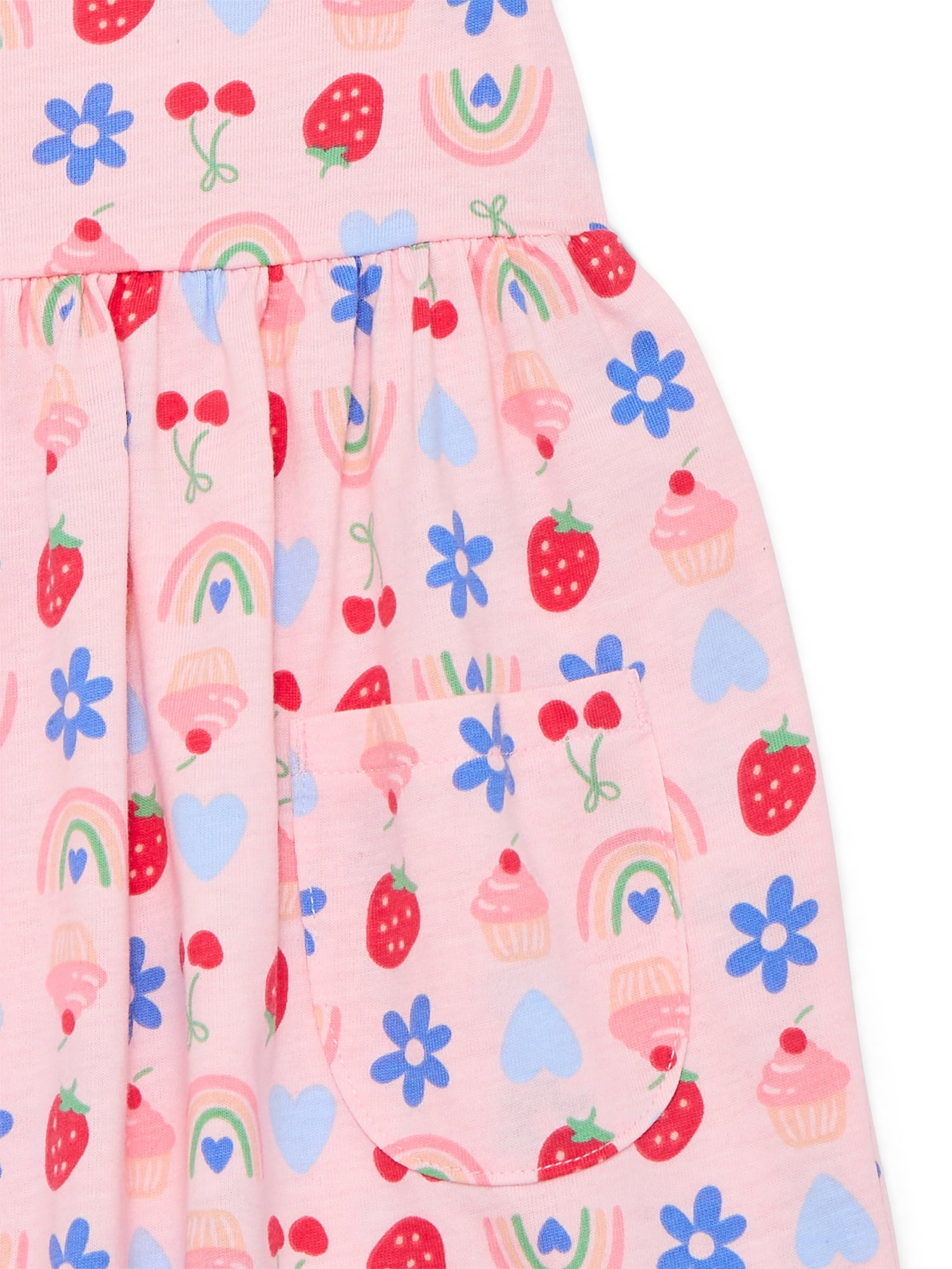 Wonder Nation Baby and Toddler Girls Play Dress with Short Sleeves, Sizes 0/3M-5T
