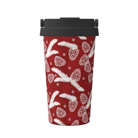 

Pofeuu Christmas Holiday Pinecone Print Coffee Mug Iced Coffee Tumbler Cup Double Wall Vacuum Leak-Proof Thermos Mug CoffeeThermos Travel Mug