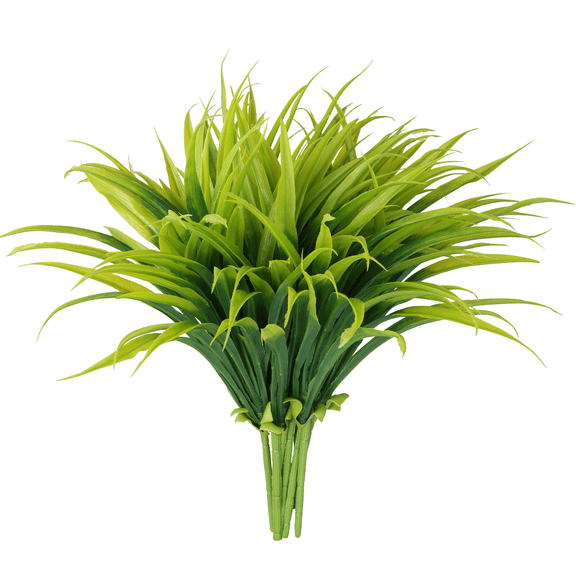 PARMPH 10Pcs Artificial Gladiolus Plants, 16'' UV Resistant Greenery Outdoor Plastic Plants, Faux Grass Plants for Outdoor Home Gardern Indoor Desk Decor, Green