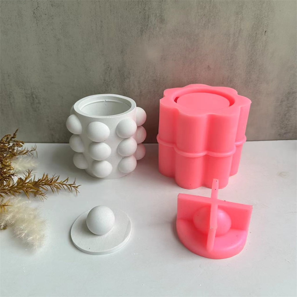 Round Tray Resin Casting Mould Candle Holder Silicone Cup Molds with Lid Resin Casting Mould Round Silicone Soap Mold