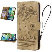 for Google Pixel 7a Case, Flower Embossed PU Leather Shockproof Magnetic Flip Cover Card Holders Wallet Purse Phone Case for Google Pixel 7a, Brown