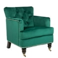 thumbnail image 3 of SAFAVIEH Colin Industrial Tufted Club Chair with Casters, Emerald/Espresso, 3 of 12