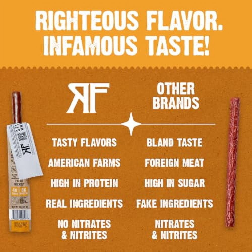 Righteous Felon Meat Sticks - Gluten Free & Keto Pork Sticks, Protein Snacks, Street Taco, 24 pack