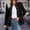 Black, variant on Women's Mandarin Collar Double-Breasted Blazer, Long Sleeve Tailored Jacket With Gold Buttons In Multiple Solid Colors(Wine,S)