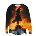 thumbnail image 4 of Black*Friday Discounted Items under $5 GaThRRgYP Round Neck Tee for Women,Women's Halloween Printed Loose Round Neck Sweatshirt Black M, 4 of 5