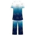 thumbnail image 4 of fatyb Women's Capri Pajama Sets Summer Comfy Short Sleeve Tops and Capris Pants Pjs Sleepwear with Pockets, 4 of 4