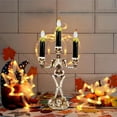 thumbnail image 2 of BinKFF Halloween Candelabra with LED Flame Less Candles Holder Battery Operated Flickering Lights Skull Candles for Halloween Decorations Indoor Home Table Party Haunted Mansion Decor, 2 of 5