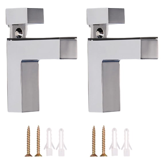 Adjustable Glass Shelf Brackets - Long-Lasting Zinc Alloy Wall Mount Clamps 2Pcs
