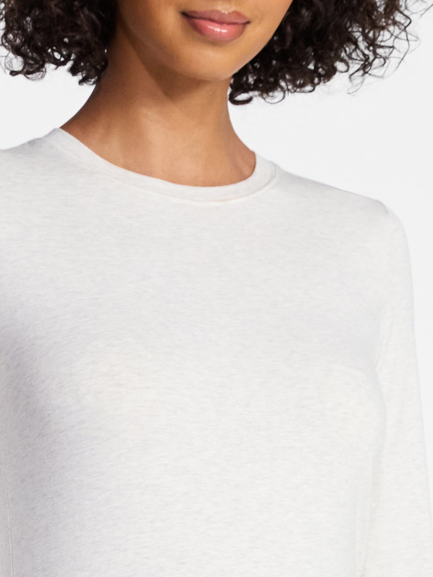 Time and Tru Women's Slim Crewneck Tee with Long Sleeves, Sizes XS-XXXL