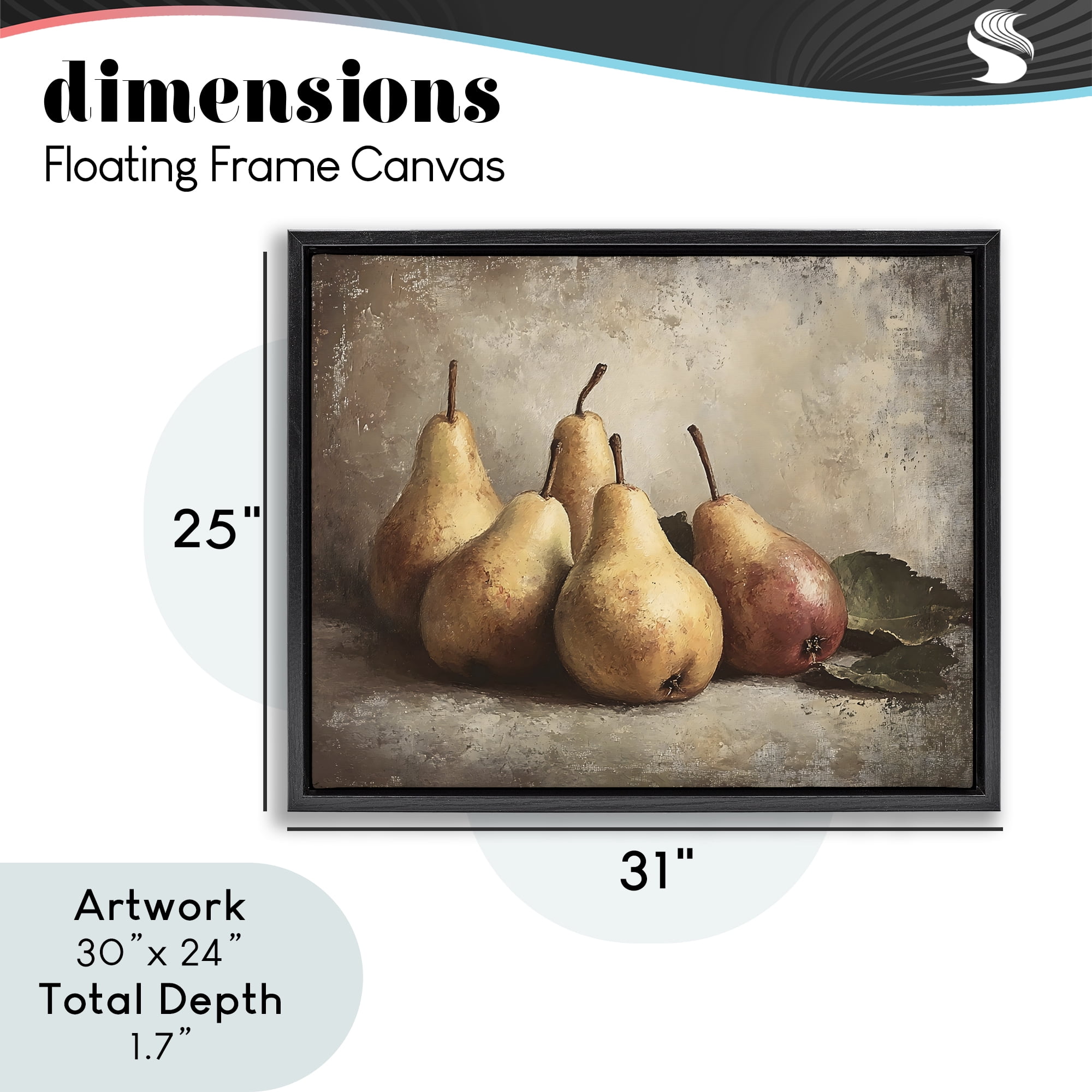 Stupell Industries Neutral Pear Still Life Black Framed Floater Canvas Wall Art, design by Franklyn Gregory