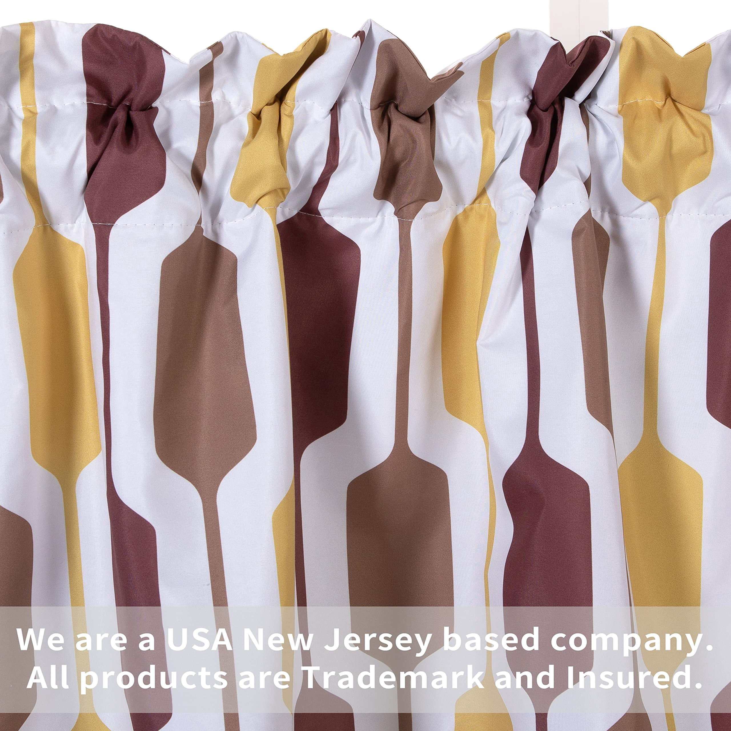 DriftAway Riley Geo Lined Window Curtain Valance Mid Century Geometric Pattern 2 Layers Rod Pocket, 52" x 18" Plus 2" Cotta