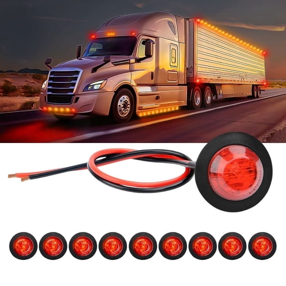 Waywe 3/4 Inch Bullet Side Marker Light 10PCS Red Round Clearance LED Front Rear Indicator Lights for Trailer Van Caravan Boat Truck RV Car Bus