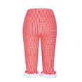 thumbnail image 4 of Kvture Women Capri Trousers Elastic Waist Plaid Skinny Cropped Pants Ruffle Lace Hem Red L, 4 of 7