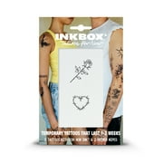 Inkbox Temporary Tattoos, Rose and Heart, Water-Resistant, Perfect for Any Occasion, Black, 2 Pack