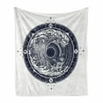 thumbnail image 1 of Compass Soft Flannel Fleece Throw Blanket, Sea Navigation with a Drawing of Tempest Inside Big Wave Adventure Journey, Cozy Plush for Indoor and Outdoor Use, 50" x 60", Night Blue White, by Ambesonne, 1 of 6
