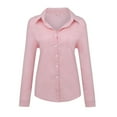 thumbnail image 3 of Puntoco Womens Plus Size Tops,Loose Linen Button Solid Lapel Long Sleeves T-Shirt Blouse Tops, 3 of 8