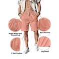 thumbnail image 3 of Shorts casuales de lino para hombre Comdecevis, cintura elástica, talla grande, 3 of 7