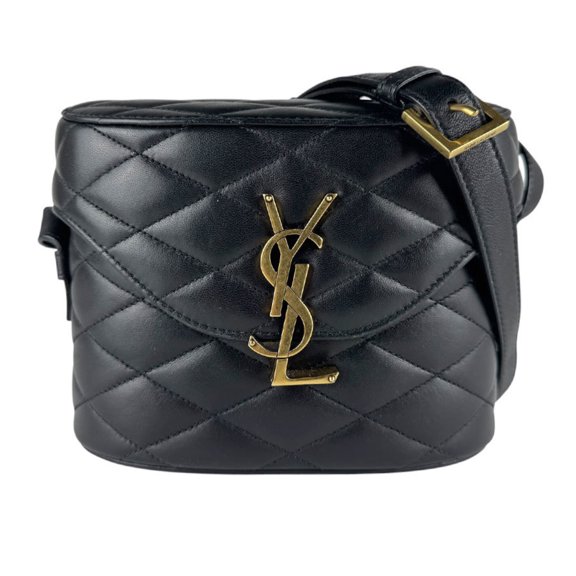 Pre-Owned Saint Laurent June Box Leather Shoulder Bag, Black, Women's, 710080 z9883
