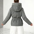 thumbnail image 4 of Winter Parka for Women 2026 Fashion Casual Long Sleeve Thicken Full Zipper Belted Hooded Outerwear with Pockets, 4 of 8