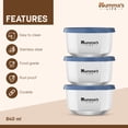 thumbnail image 3 of Mumma's LIFE Insulated Lunch Box, Set of 3, 280 ml x 3 (Stainless Steel, Silver Grey) (840 ML), 3 of 5