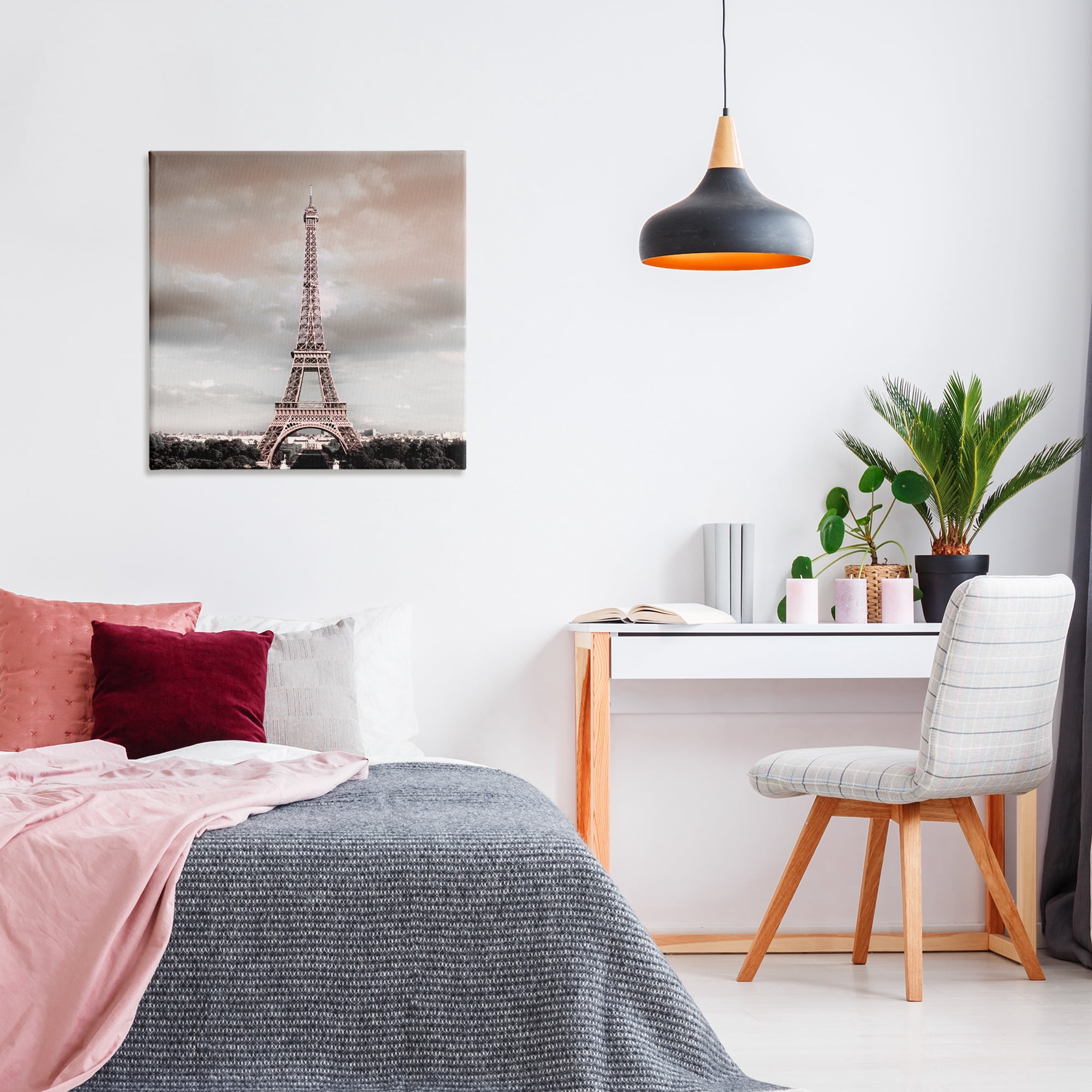 Stupell Industries Stormy View Eiffel Tower Cities & Countries Painting Wrapped Canvas Art Print Wall Art, 30 x 30
