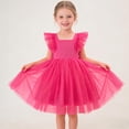 thumbnail image 5 of Ugoldhm Girls Ruffle Sleeve Polka Dot Tulle Dress - Square Neck Party & Wedding Flower Girl Gown (2-8 Years), 5 of 7