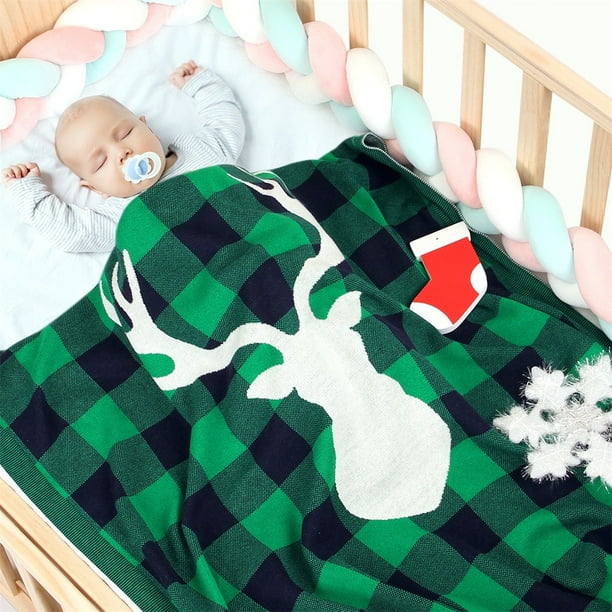 Xzngl Baby Blanket Christmas Elk Plaid Knitted Blanket For Newborn Infants And Children Other 100x80cm 39.37x31.49in