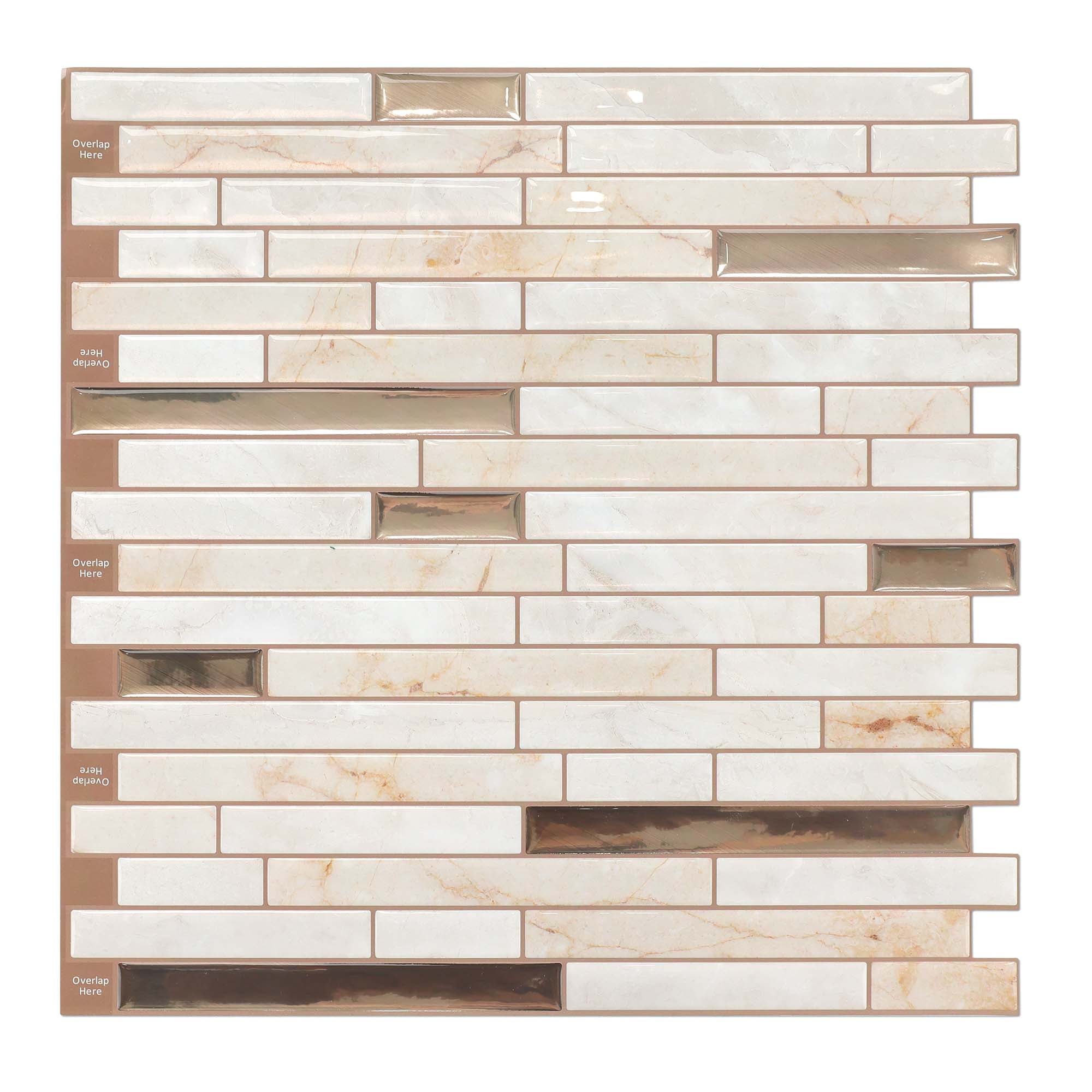 12×12in. Best Kitchen Peel and Stick Tile Backsplash Stone Beige (10 Sheets)