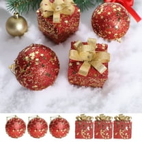 Christmas Balls, 3pcs Red Glitter Star Ornaments Set Shatterproof Hanging Decorations for Christmas Tree Holiday Party Home Decor 2025