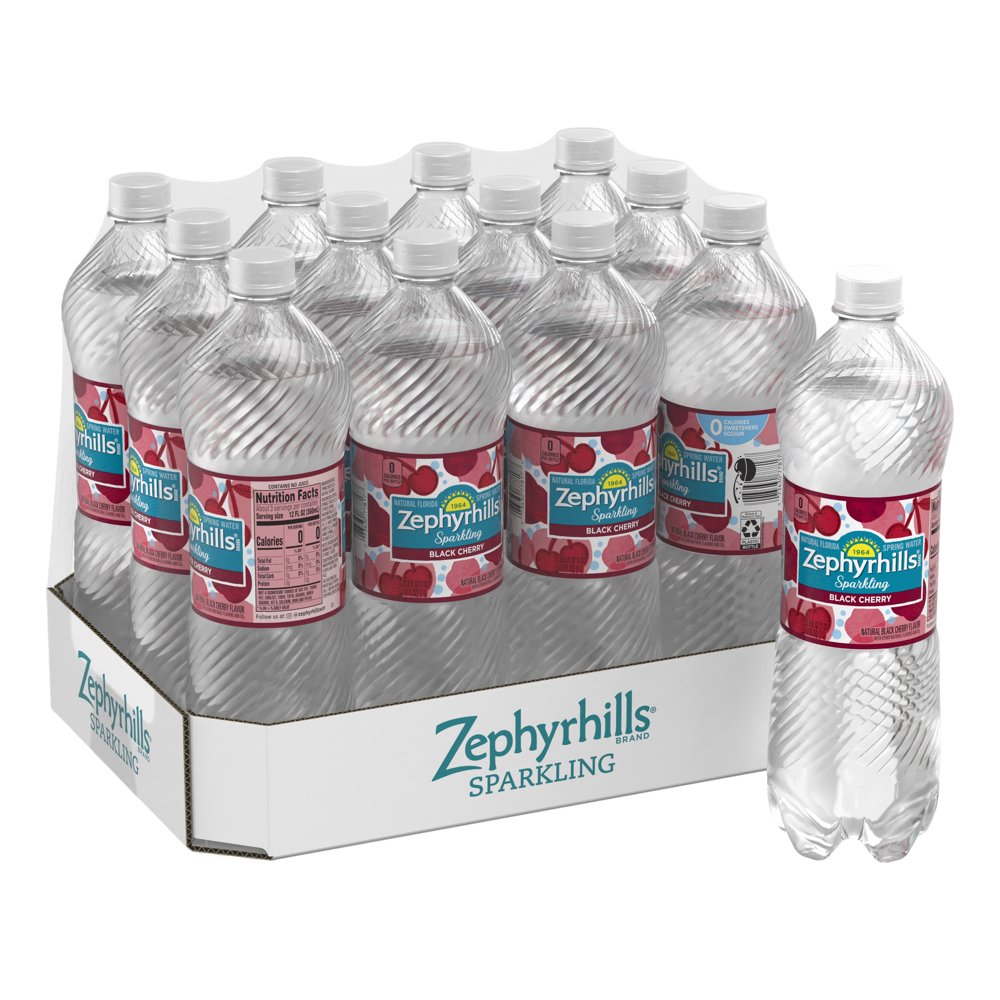 Zephyrhills Sparkling Water, Black Cherry, 33.8 oz. Bottles (Pack of 12