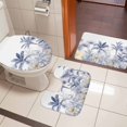 thumbnail image 4 of Blue Yellow Palm Tree Bath Mat 3 Piece Bathroom Rug Set, Summer Botanical Tropical Non Slip Bath Rug Contour Mat and Toilet Lid Cover, Absorbent Shower Mats Soft Bath Rugs and Mats Sets, 4 of 8