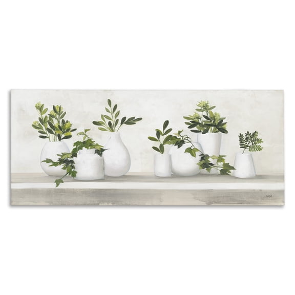 Stupell Industries French Country Traditional Potted Cottage Plants Canvas Art, 40 x 17, by Julia Purinton