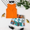 thumbnail image 6 of TOWED22 Infant Toddler Boy Casual Outfits 2pcs Sleeveless Tank Shirt + Print Drawstring Shorts Summer Clothes Set(Orange,9-12 M), 6 of 9