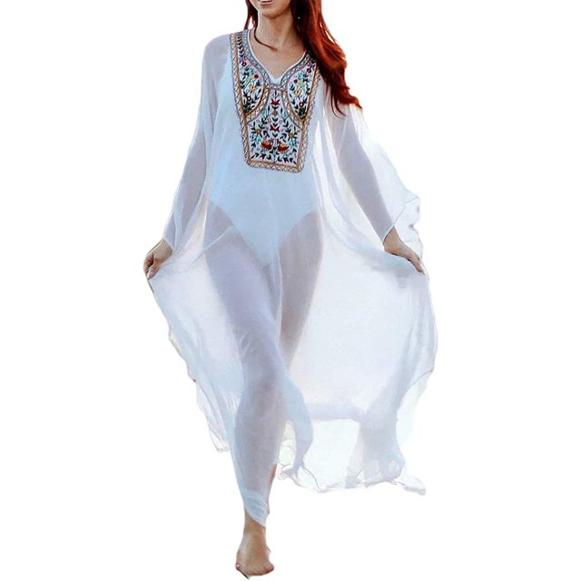 Xishao Mujer Traje de Baño Cubrir Bikini Vestido de Playa Cmisola y Pareos Cover up Blanco 3 Talla Única Blanco 3 Talla Única Xishao ropa