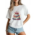thumbnail image 3 of Women's T-Shirt Birthday Cake Short Sleeve Casual Tee Classic Crew Neck T Shirt for Women White, L, 3 of 7