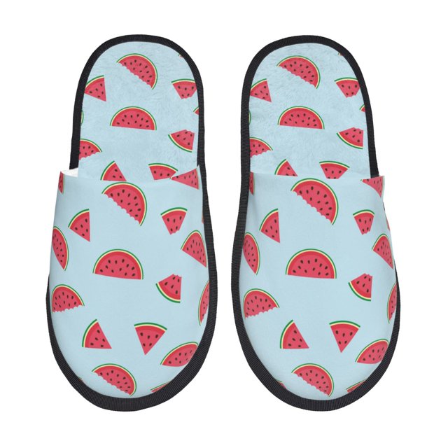 Fotbe Watermelon Pantuflas Peludas para Mujer con Estampado, Zapatillas de Peluche, Zapatos de Invierno para Casa, Uso Interior y Exterior-Large