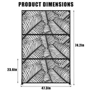 Outdoor Privacy Screen, Decorative Metal Privacy Panel with Palm Leaf Cutout, Freestanding Garden Divider for Patio, Balcony, Poolside, Black