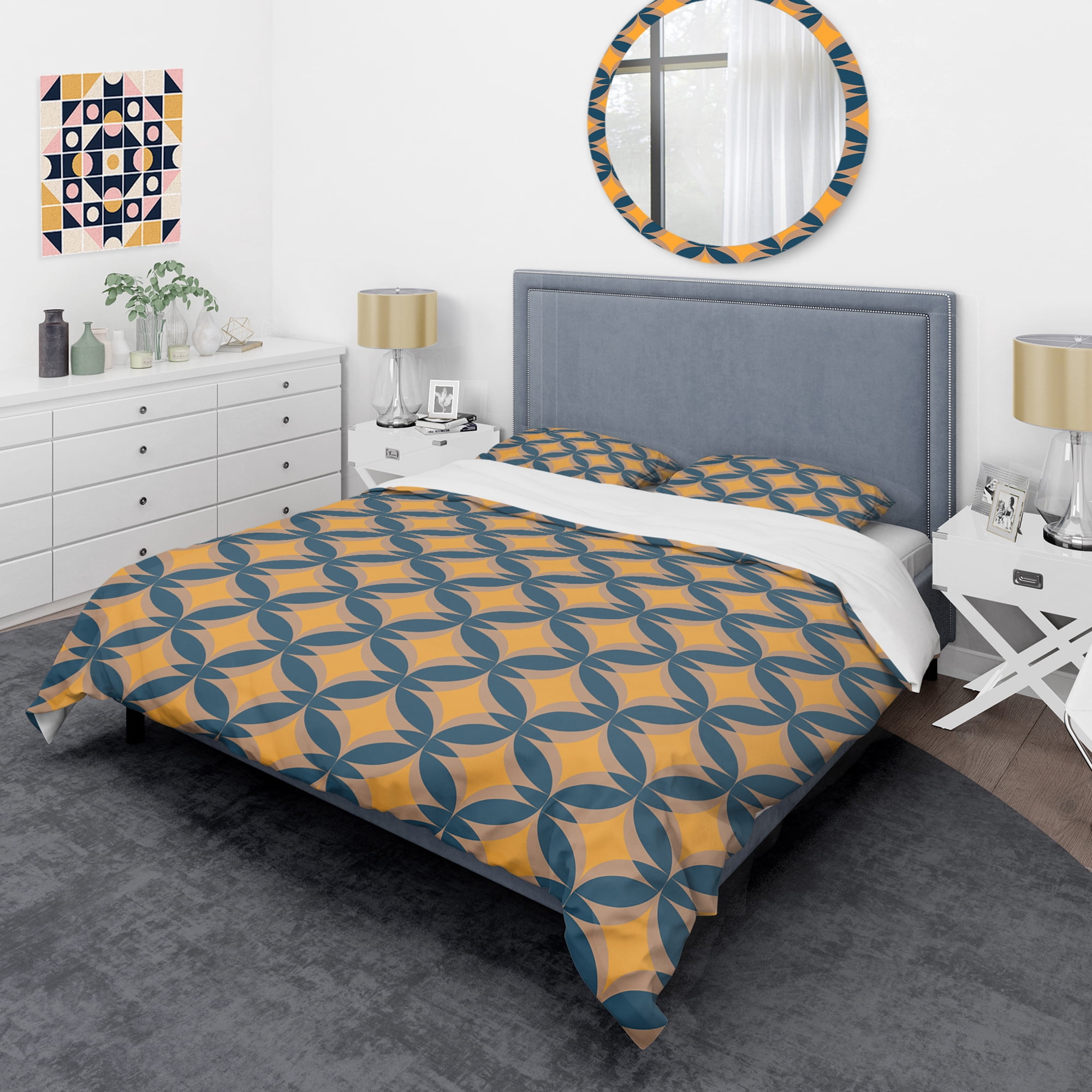 Designart 'Abstract Retro Design III' Mid-Century Modern Duvet Cover Set