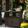thumbnail image 5 of Ktaxon Outdoor Patio Wicker Bar Counter Table w/4 Wheel, 2 Doors, Weather-proof Rattan Bar Table with Handrail , Storage Box- Brown, 5 of 11