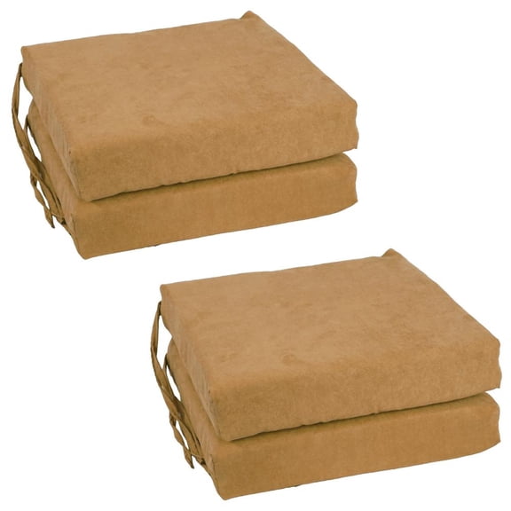 Blazing Needles Set of 4 Indoor Microsuede Chair Cushions, Camel