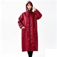 thumbnail image 4 of Neewe Womens Plain Rain Poncho Stylish Polyester Waterproof Raincoat with Pocket Hood Zipper, 4 of 7