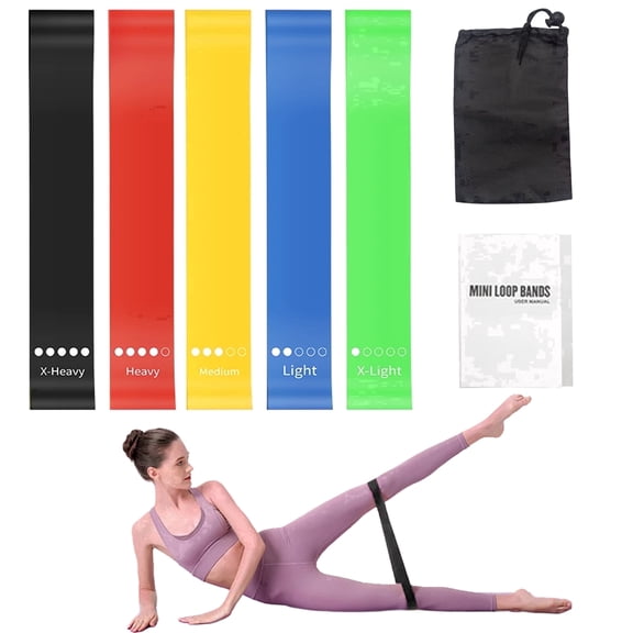 Resistance Bands Set, 5 Levels TPE Exercise Loop Bands with Carry Bag, Non-Slip Elastic Bands for Physical Therapy and Yoga, Fitness Workout Bands